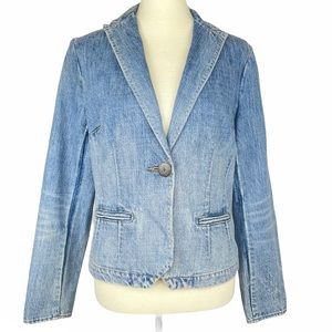 Light Blue Denim Women's Blazer Jacket
